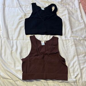 Bozzolo Black and Brown Crop Tops